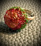 COPPER, PINK & GREEN RING WITH RECYCLED METALS- Puff jewel ring - Image 1