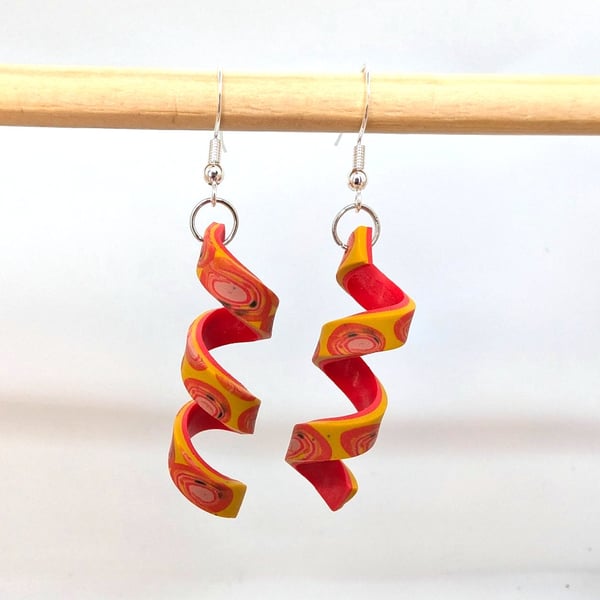 Twisty red and yellow earrings 