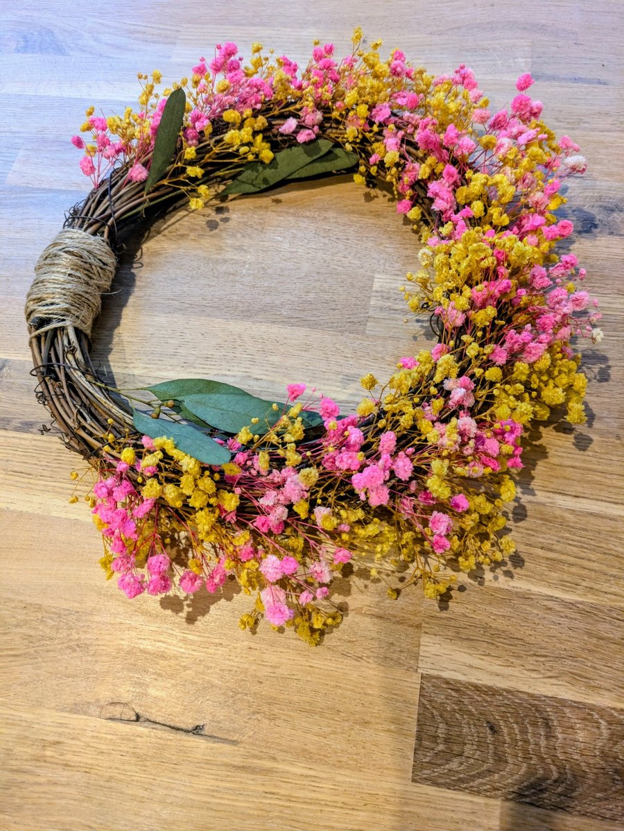 Eco Gypsophila dried flowers Wreath