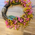 Eco Gypsophila dried flowers Wreath