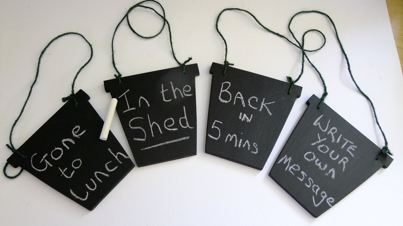 Flower pot chalkboard for gardeners or green fingered people, shed greenhouse