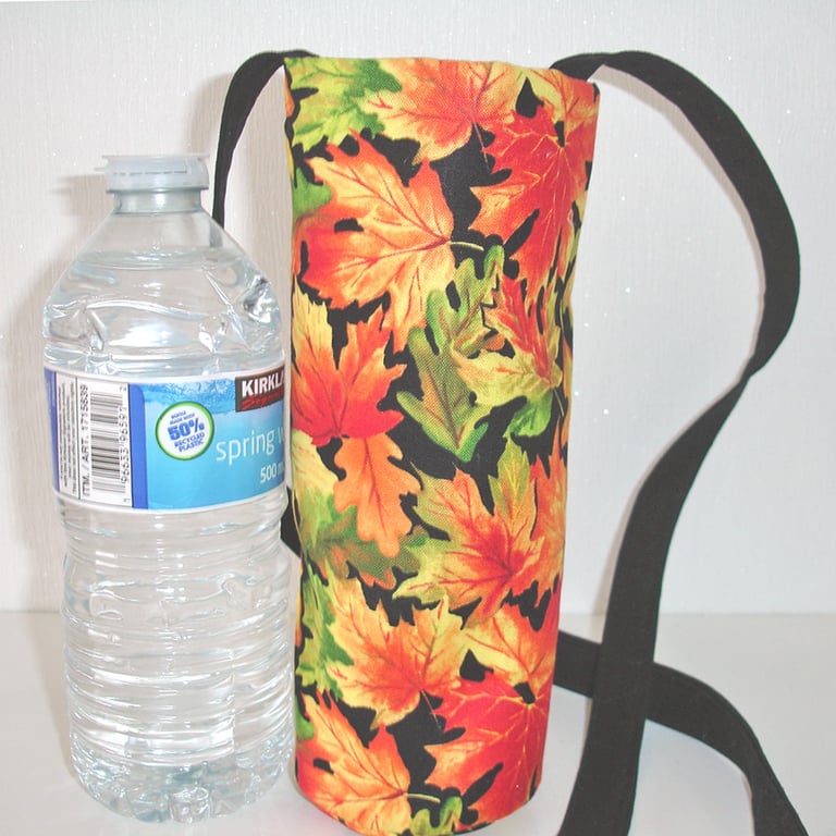 Water Bottle Bag Drinks Carrier Sling Autumn Leaves Gym Crossbody