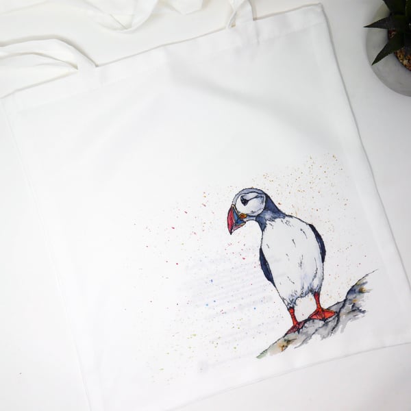 Puffin, Puffin Gift, Coastal, Letterbox Gift, Re-useable Bag, Puffin Bag, Puffin