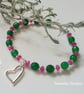 Green & Pink Faceted Quartzite Heart Bracelet - Image 5