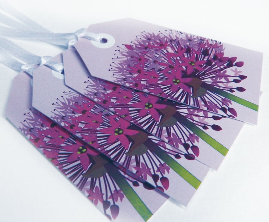 SALE - Purple Allium Gift Tags, Pack of TEN tags