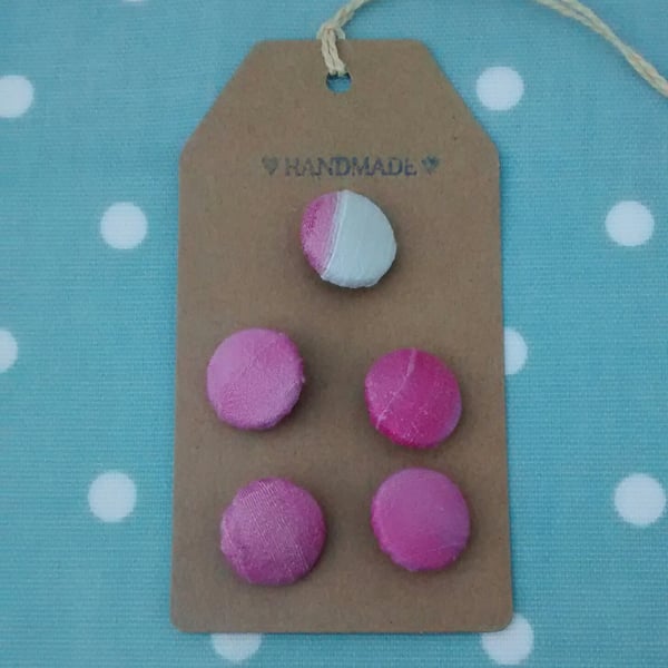 Pink Buttons, Hand Painted, Silk, Free Postage 