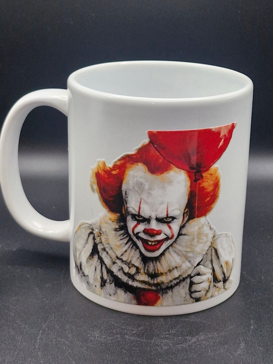 New Pennywise Mug It Movie Scary Clown Horror Movie Fan Art Water Colour
