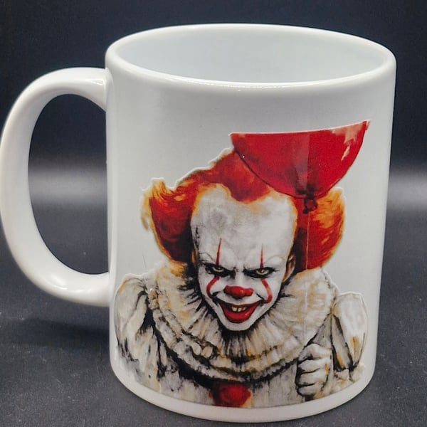 New Pennywise Mug It Movie Scary Clown Horror Movie Fan Art Water Colour