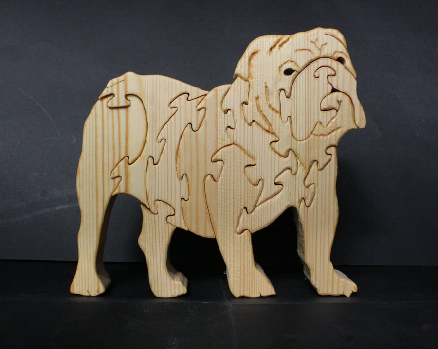 Wooden Bulldog Jigsaw Ornament