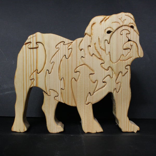 Wooden Bulldog Jigsaw Ornament