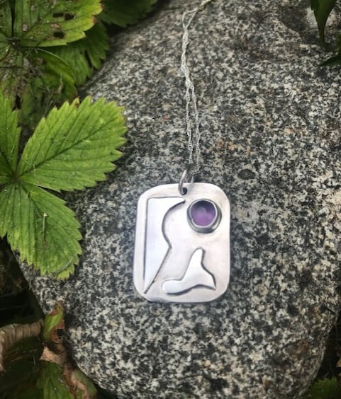 Sterling Silver 925 Amethyst Pendant & Chain