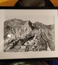 Handcrafted Lino Print of Machu Picchu. - Image 1