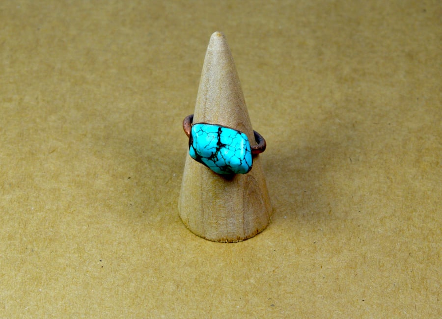 Turquoise copper ring
