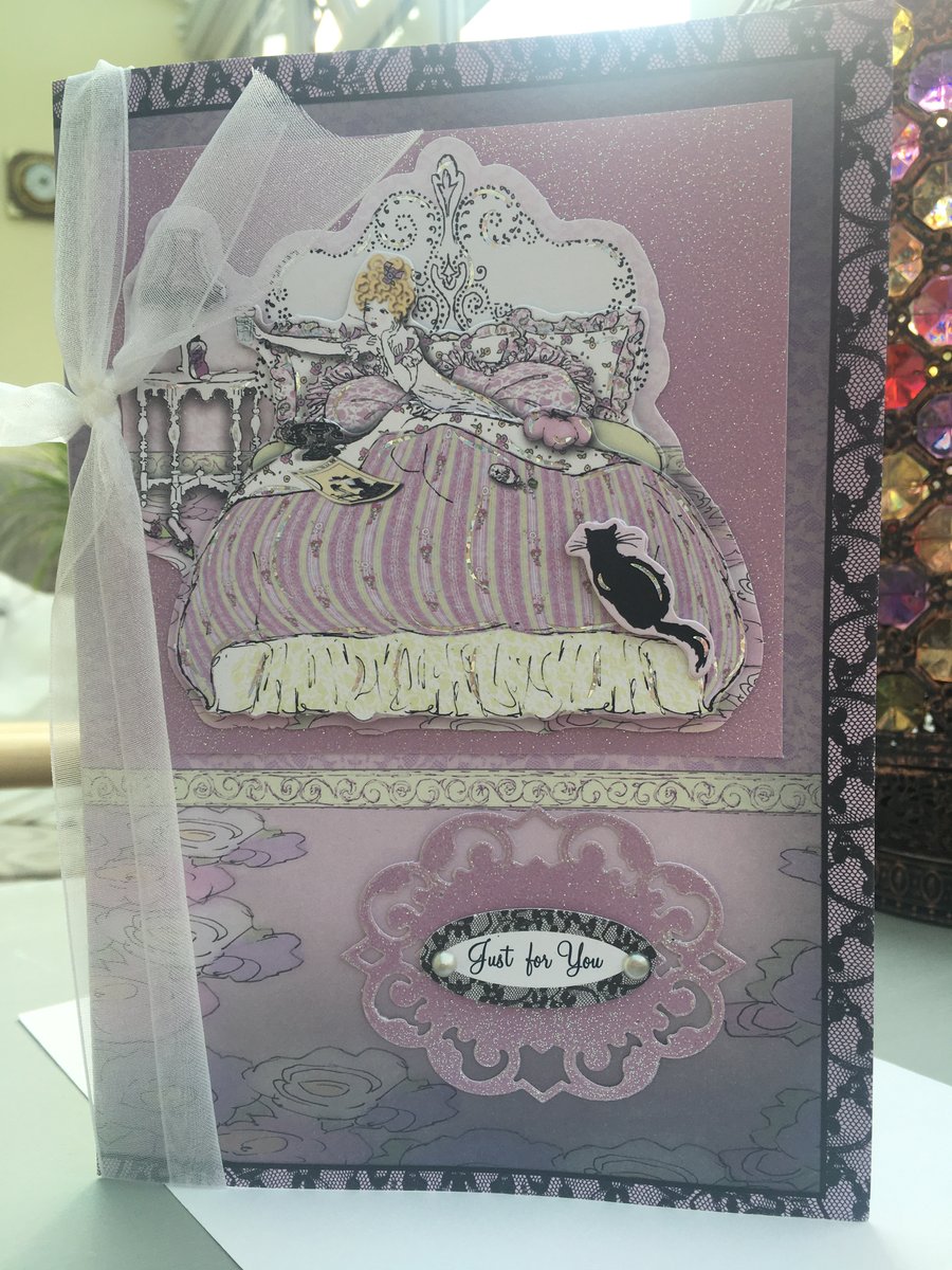 Frou Frou lady in bed get well card