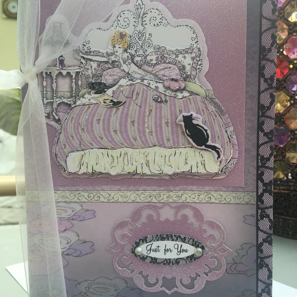 Frou Frou lady in bed get well card