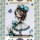 Fairy Princess - Hand Crafted Decoupage Greeting Card - Blank - 3265