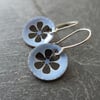 Enamelled blue and black flower earrings