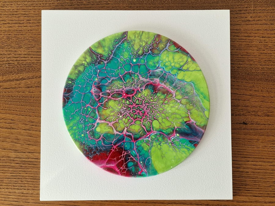 18.8cm x 18.8cm acrylic pour painting wall plaque