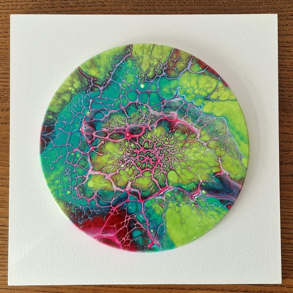 18.8cm x 18.8cm acrylic pour painting wall plaque