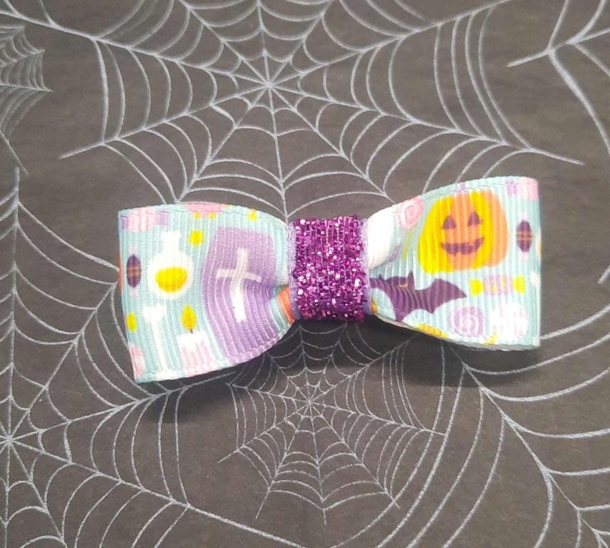 Pastel Goth Halloween Bow Barrette Hair Clip