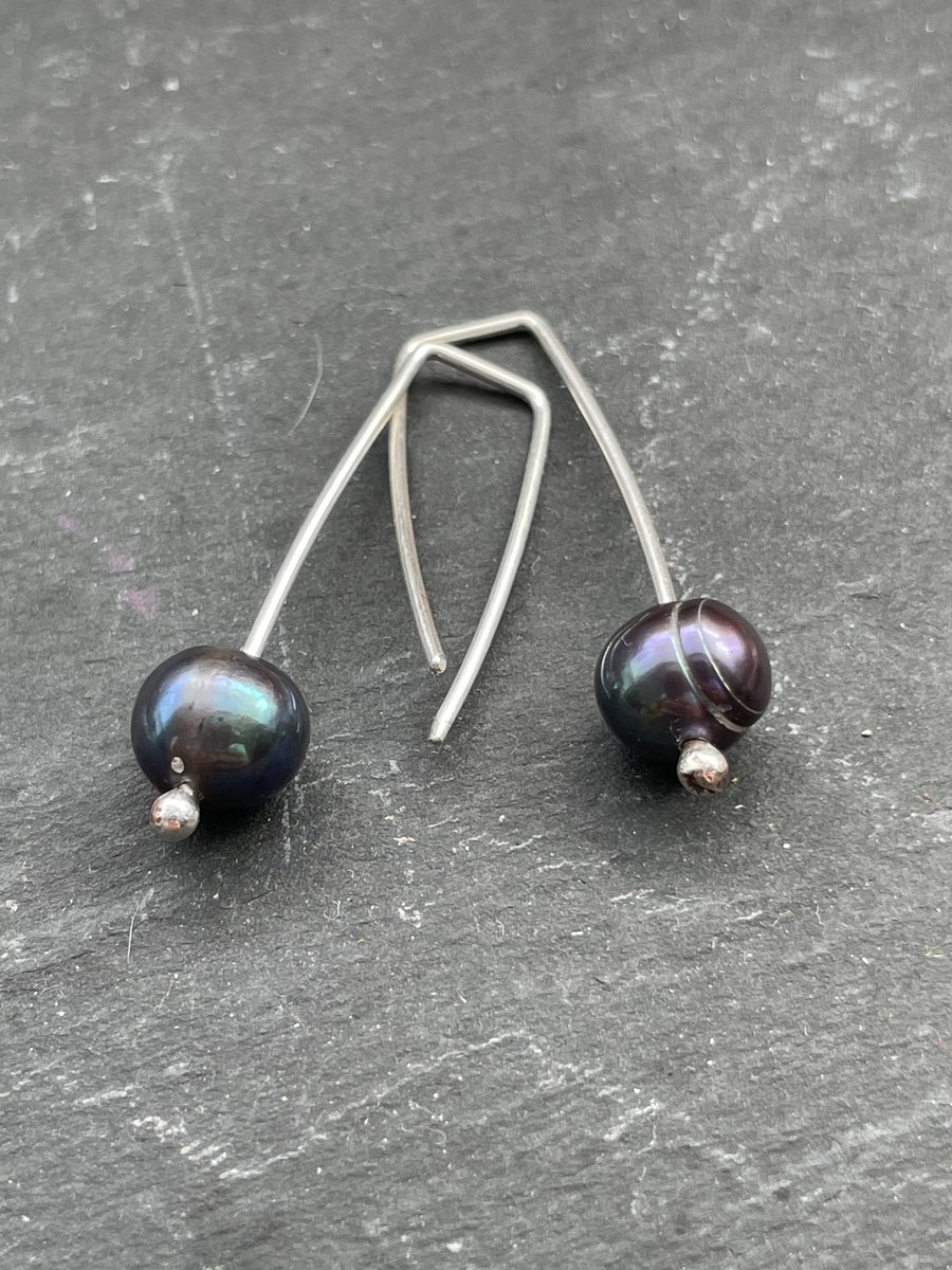 Hand made Sterling Silver and Freshwater  Pearl earrings 