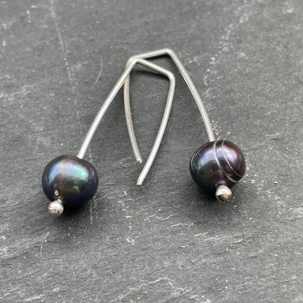 Hand made Sterling Silver and Freshwater  Pearl earrings 