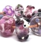 Handmade Lampwork Glass Beads – Purple, Lavender & Plum Focal Set of 9