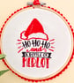 Christmas Decoration Ornament: Embroidered Hoop 14cm (5.5") Ho Ho Ho - Image 2