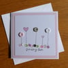 Thinking of You Card - Flowers, Hearts and Sequins