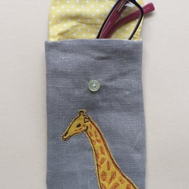 Embroidered Giraffe Glasses Case