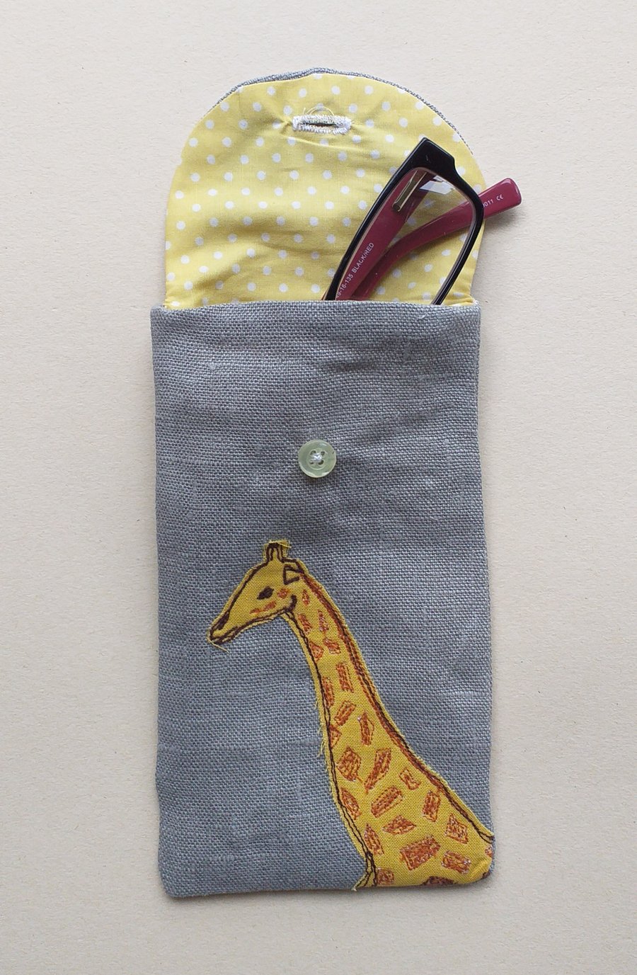 Embroidered Giraffe Glasses Case