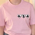 One of a Kind Cat Heart T-Shirt – Baby Pink Relaxed Fit, Size Small (36")