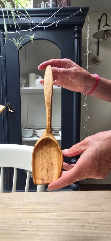 Hand-carved cherry wood kitchen spatula