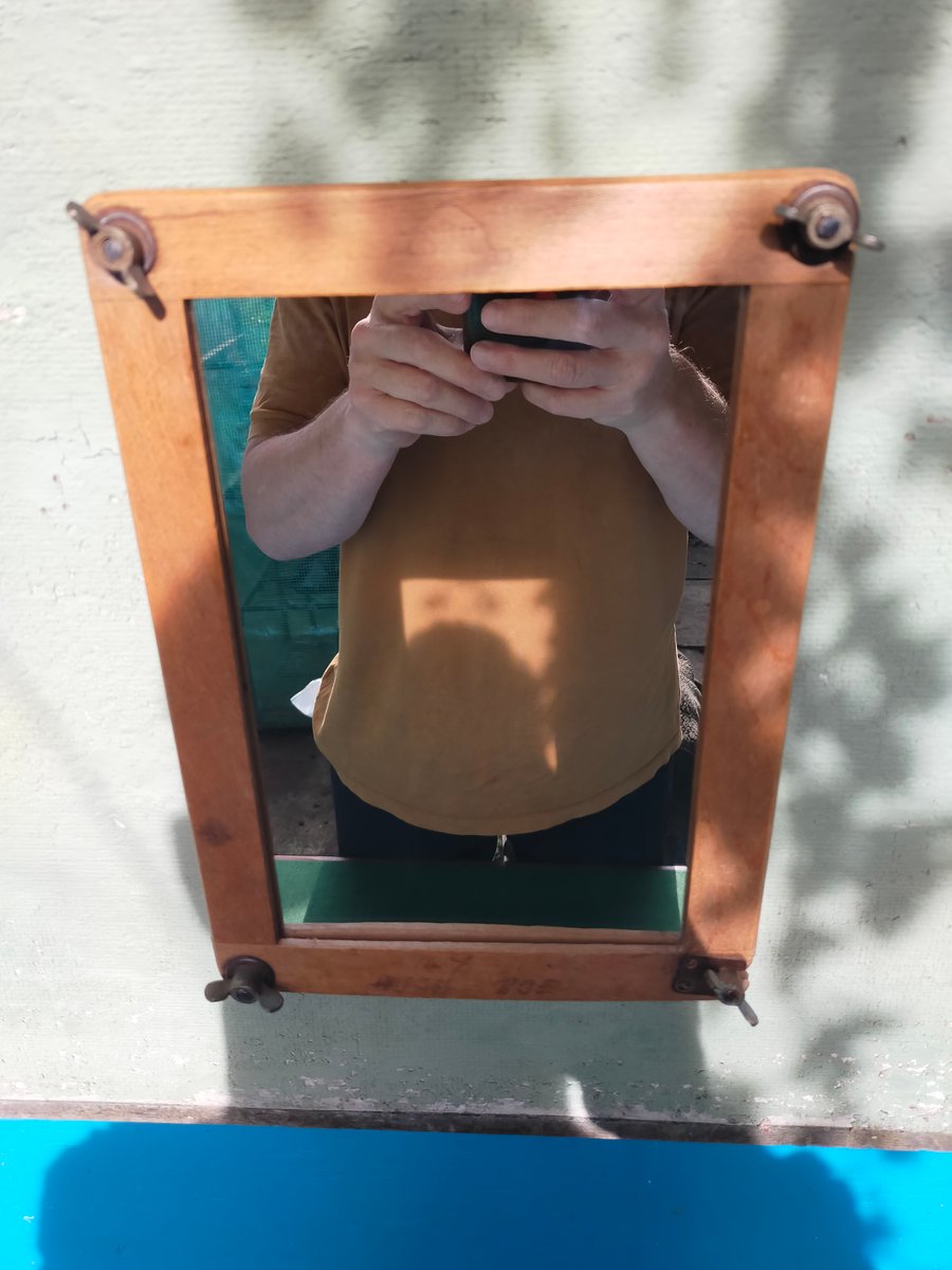 Vintage tennis racket press wall mirror no. 2