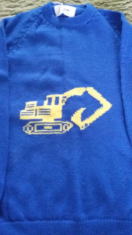 Digger jumper Made to order any colour machine wash wool or cotton