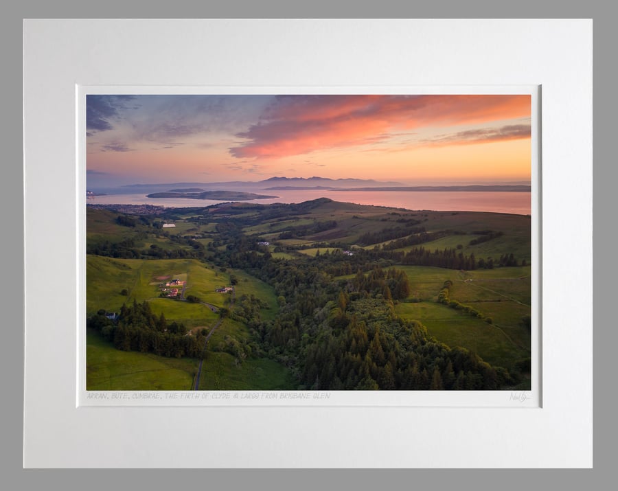 Arran, Cumbrae & Largs from Brisbane Glen - A3 (50x40cm) Unframed Print