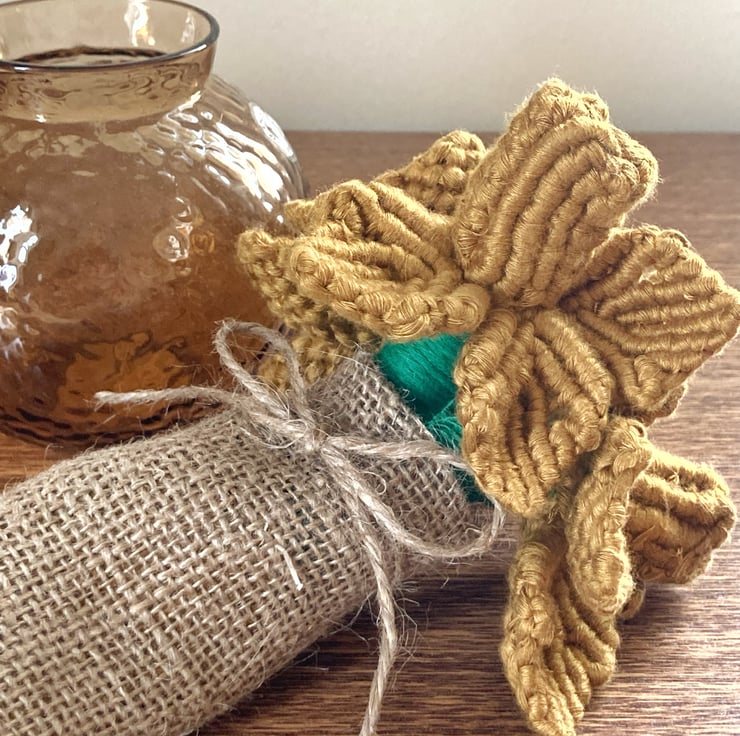 Macrame Daffodils Bouquet, FREE UK DELIVERY Folksy