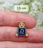 Leo Bear Pin, Handmade Tiny Star Sign Wooden Teddy Badge - Image 5