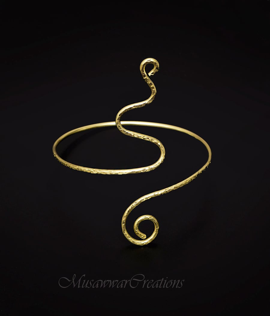 Brass armcuff -Armlet, snake design upper arm cuff bracelet, brass Arm Cuff,