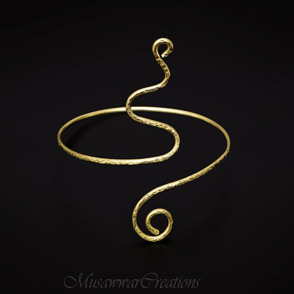 Brass armcuff -Armlet, snake design upper arm cuff bracelet, brass Arm Cuff,