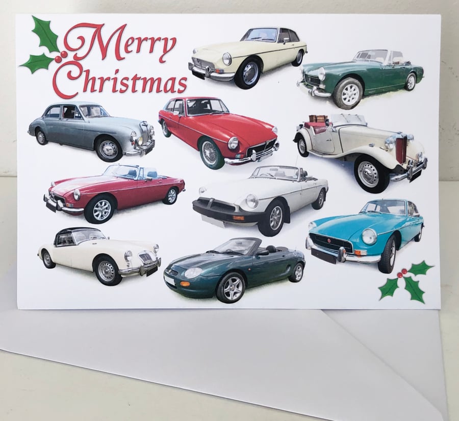 MG Classic Cars Christmas Cards - Seasons Greetings or Merry Christmas