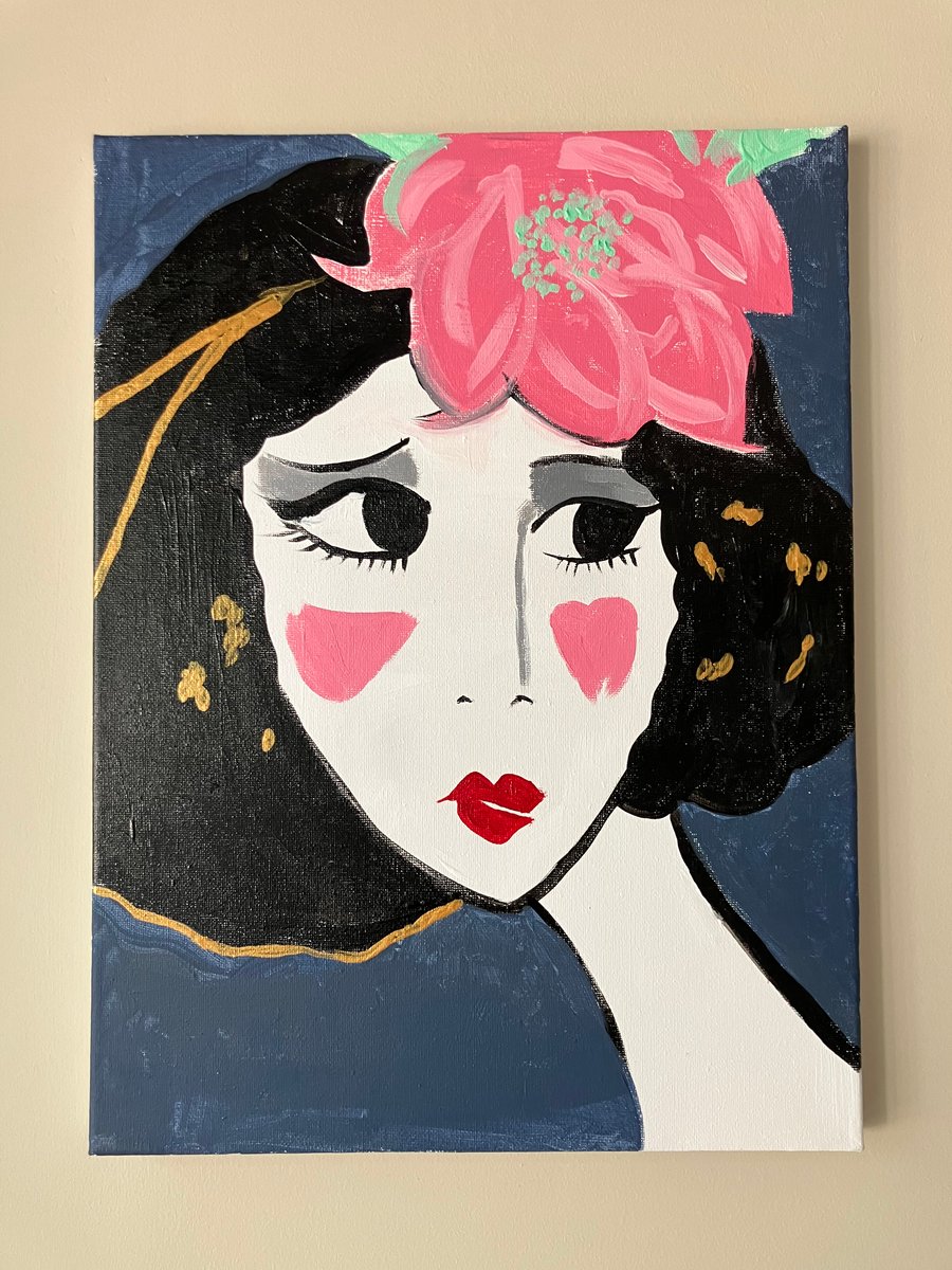 “Melancholy in Bloom” – Original Acrylic Painting on Canvas