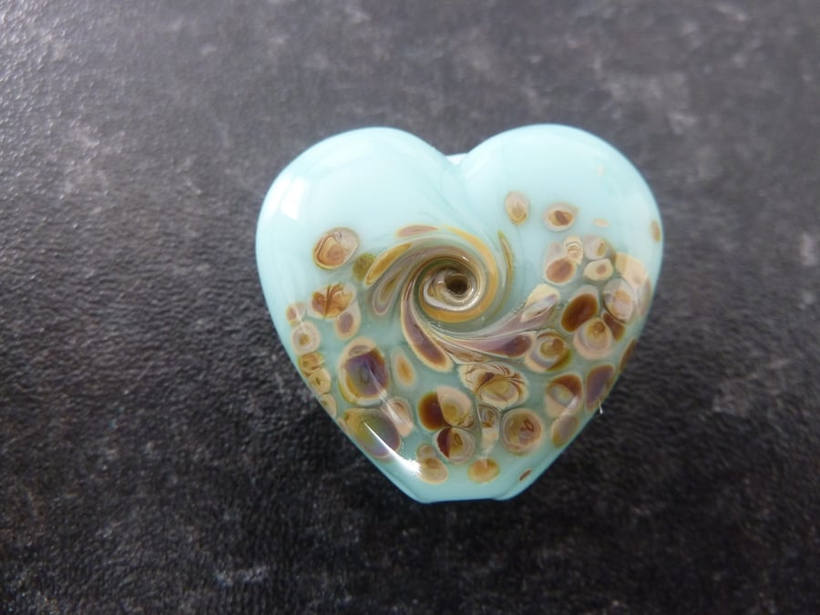 aqua heart bead