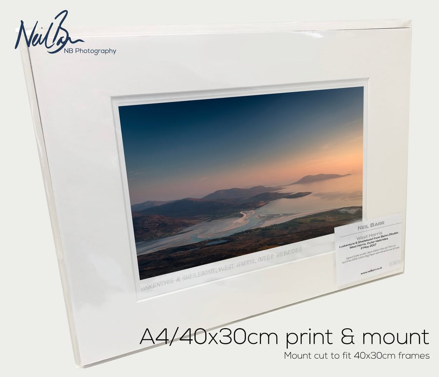 Luskentyre & Sheileboist W Harris in Outer Hebrides - A4(40x30cm) Unframed Print