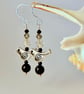 Tibetan Silver Bird Earrings With Onyx & Crystal, Mother's Day, Valentine Gift  - Image 1