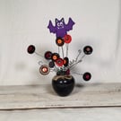 Small handmade button bouquet ornament for Halloween. Seasonal ornament. Handmad