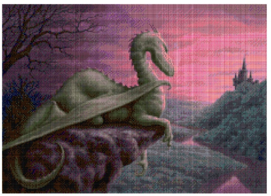 Dragon at dusk cross stitch chart