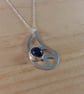 Sterling Silver Lapis Lazuli Pierced Teardrop Necklace (SKU201025D) - Image 9