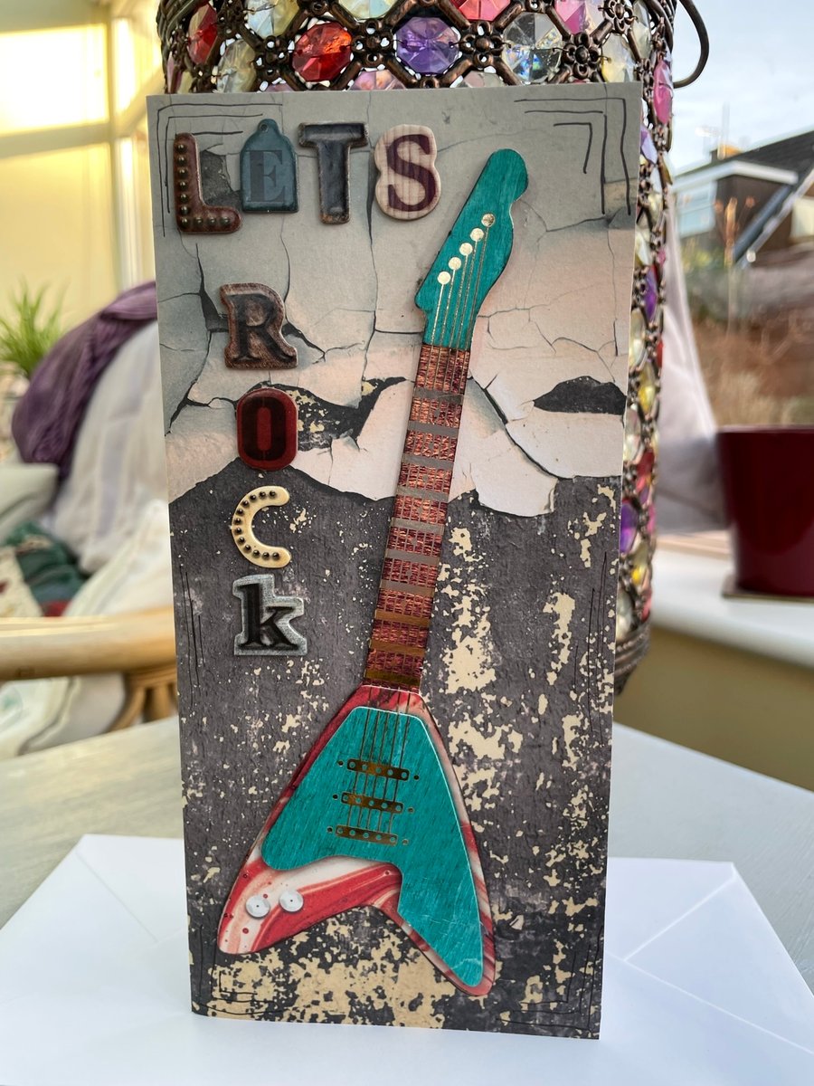 Let's rock electric guitar card