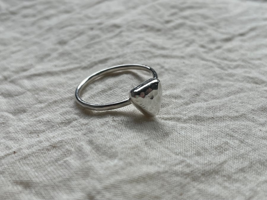 Hammered Triangle Ring - Recycled Sterling and Fine Silver